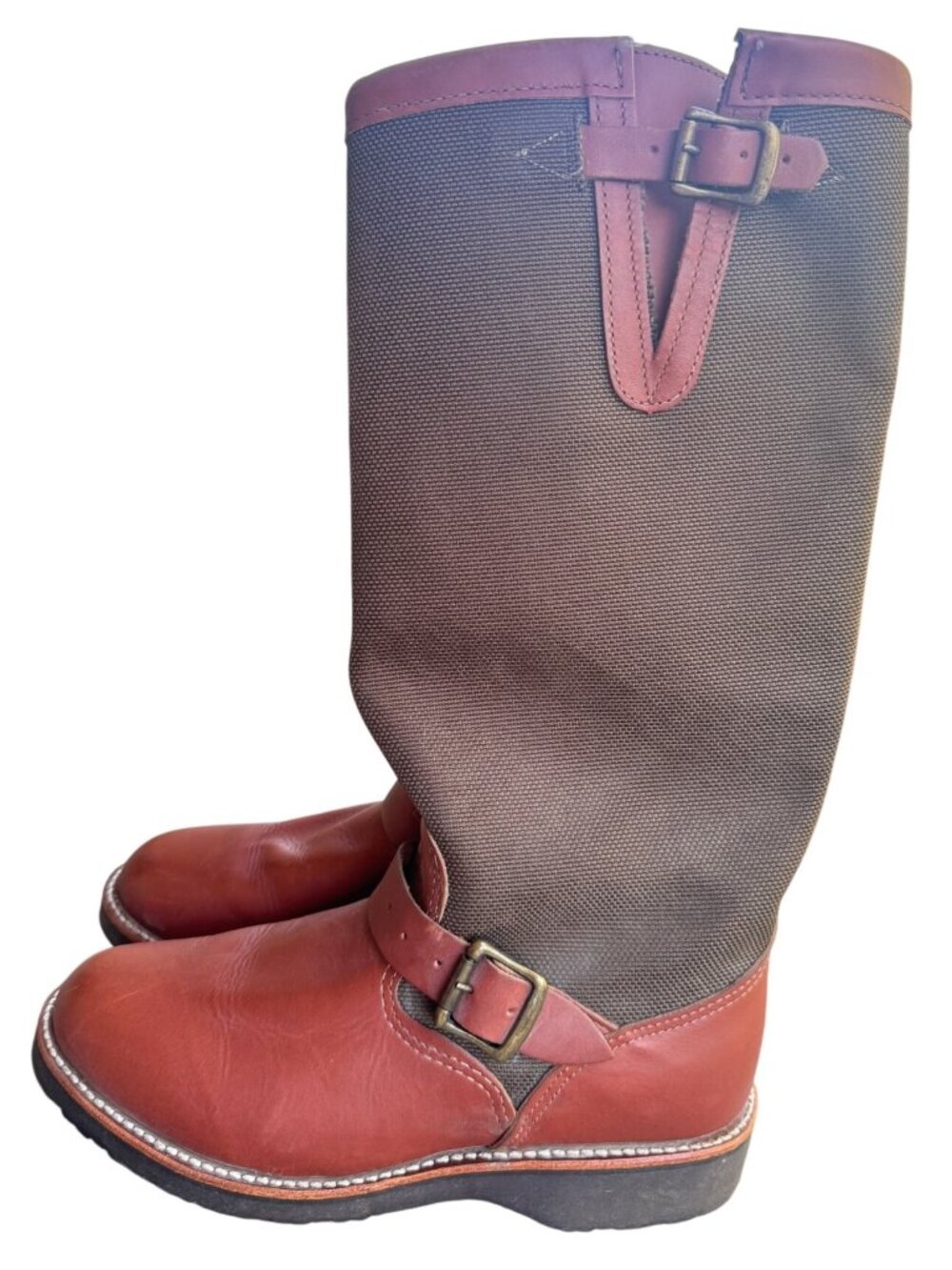 Chippewa Brown and Tan Leather-Trimmed Pull-On Boots